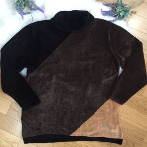 Yarnworks Color Blocked Knit Turtleneck Sweater L
